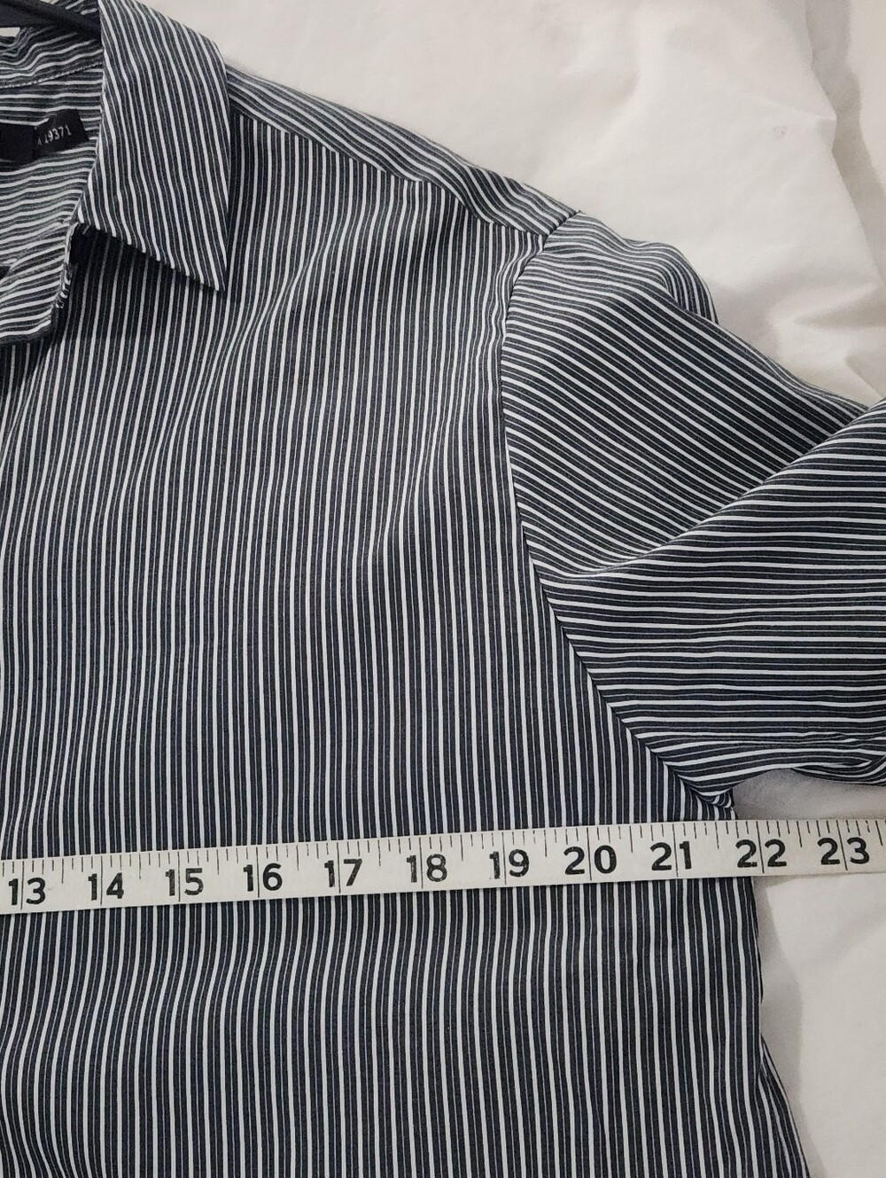 Lafayette 148 New York Striped Popover Monili Bead Trim Navy White Size Small - Picture 8 of 10
